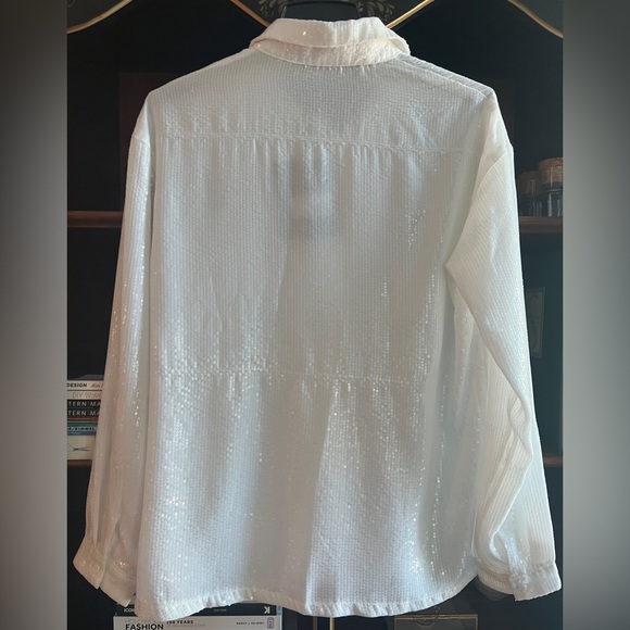 NWT: Missguided Peace + Love White Sequin Shirt + Short Set - Picture 5 of 10